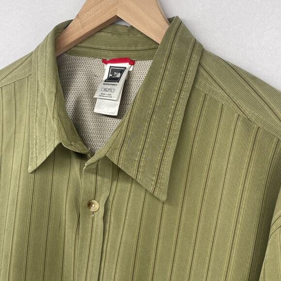 THE NORTH FACE Shirt Mens 2XL Striped Textured Button Up Long Sleeve Green - Picture 1 of 15